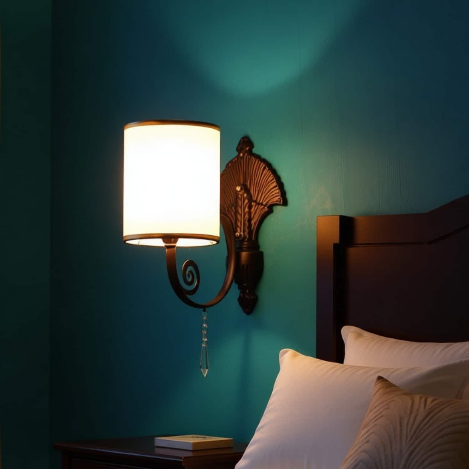 Eliante Cloth Shade Wall Lights Mild Steel & Glass Material Dark Brown & White Finish