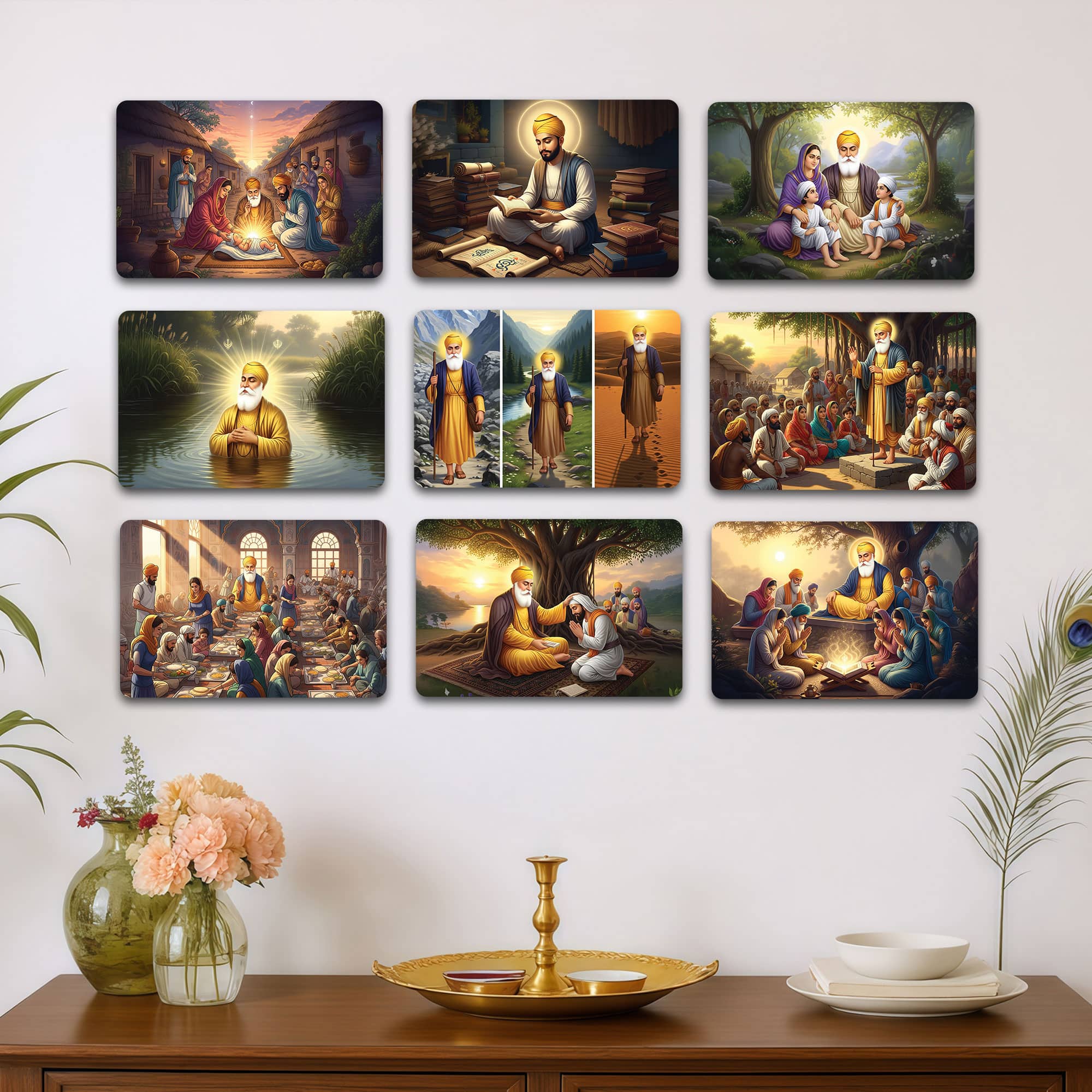 The Castle Decor Guru Nanak Wall Art Set of 9 8x12 Inch - The Castle Decor