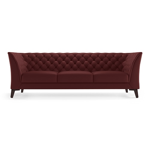 Weston 3 Seater Leather Sofa in Wine Colour - Urban Ladder