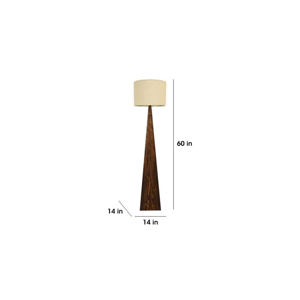 Monolith Wooden Floor Lamp with Brown Base and Jute Fabric Lampshade