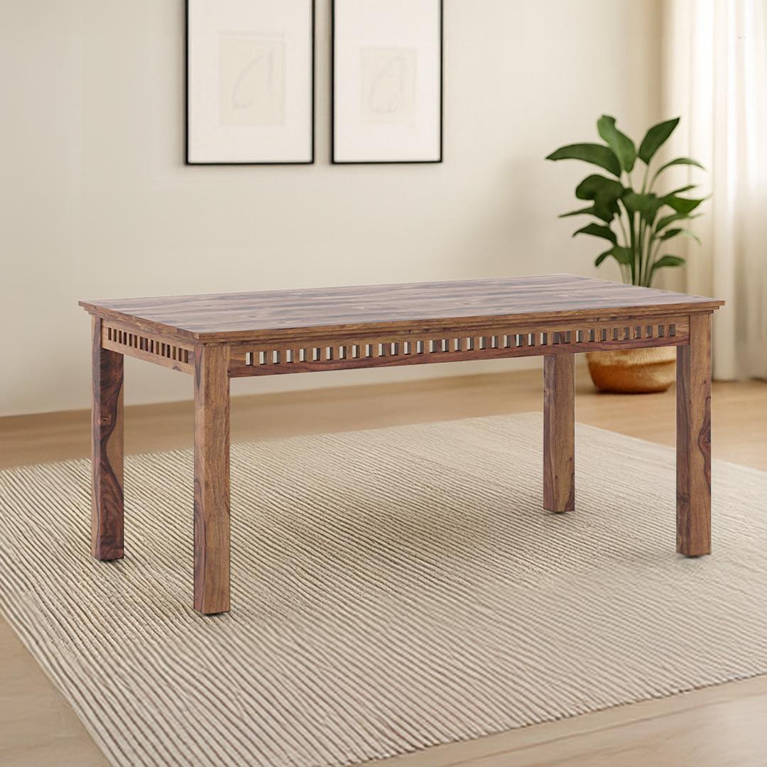 Fidora 6 Seater Dining Table In Teak Finish