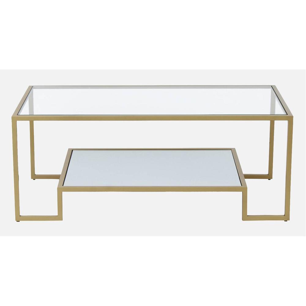 Bridgeview Glass Coffee Table In Gold Finish