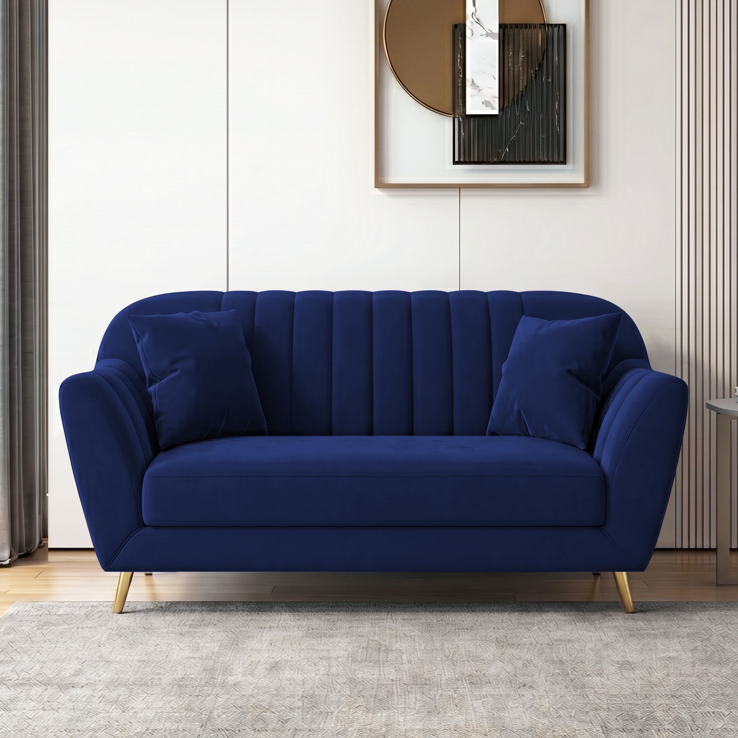 Rivo Velvet 2 Seater Sofa in Navy Blue Color - Home Lifestylez