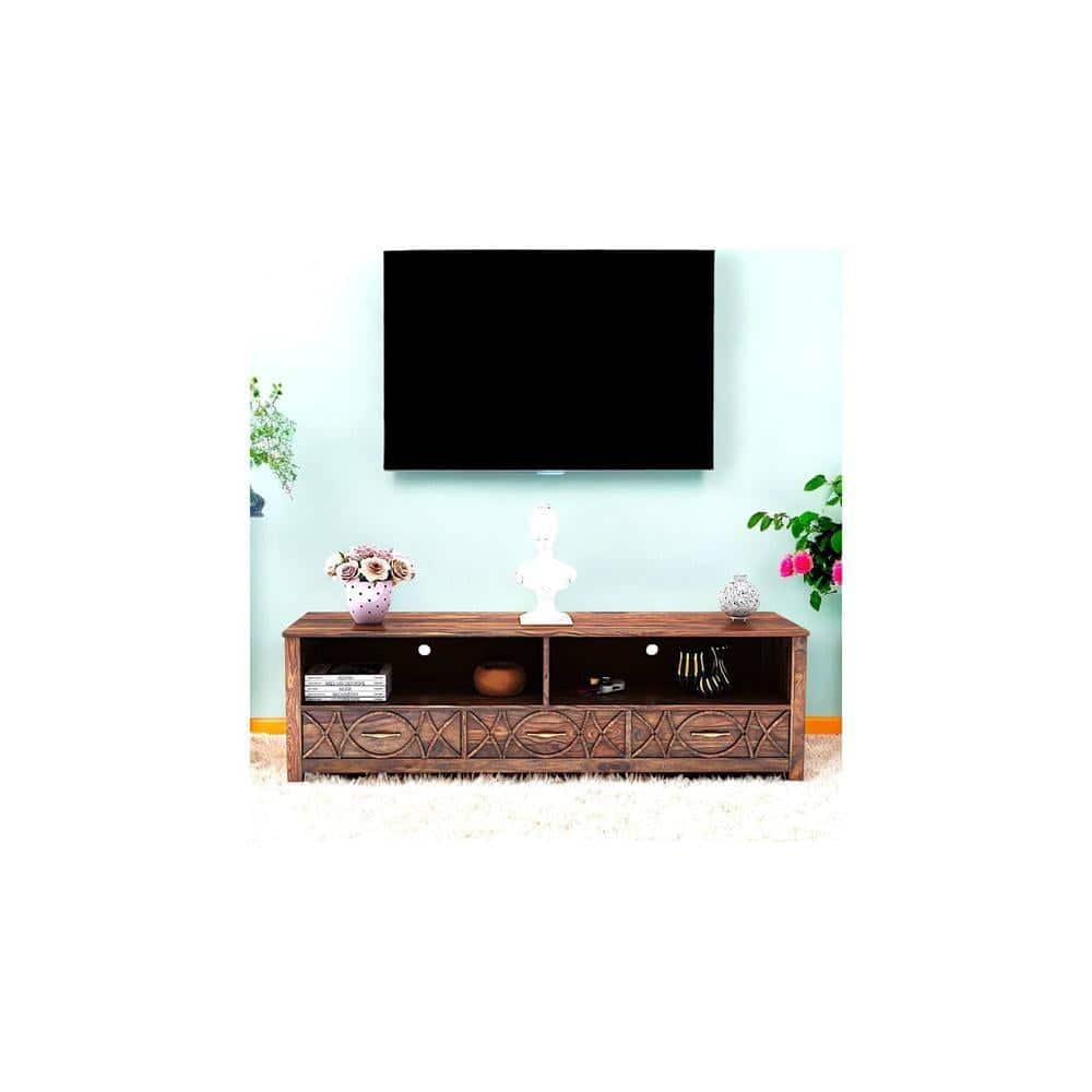 Vintara Sheesham Wood Contemporary TV Entertainment Unit for TV upto 65 inch in TEAK FINISH
