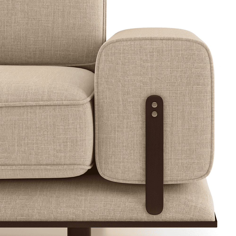 Barcelona 3 Seater Fabric Sofa in Sandshell Beige Colour