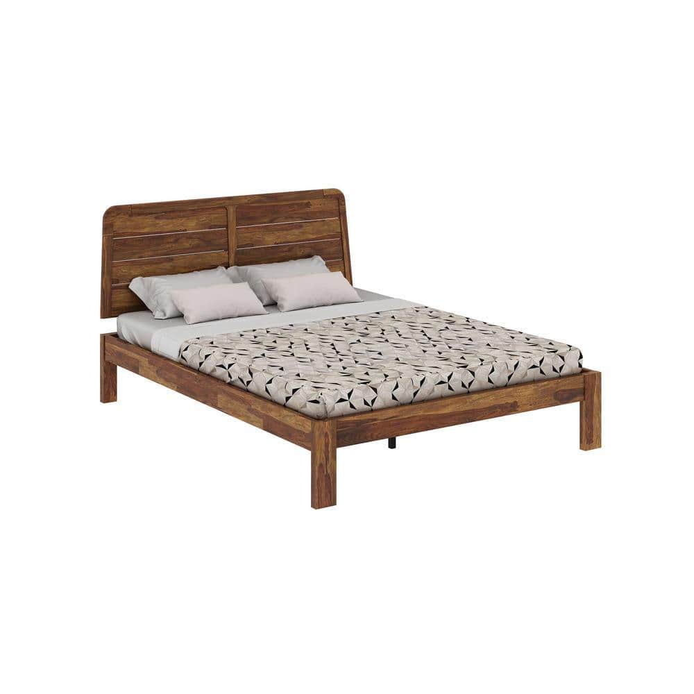 Samriddh Solid Wood Queen Size Non Storage Bed In Provincial Teak Finish