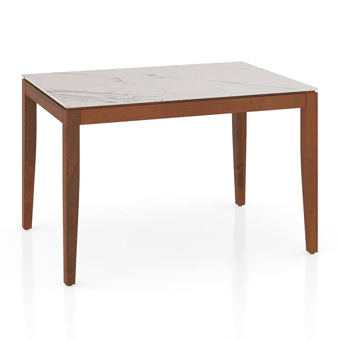 Emry Rectangular Statuario Ceramic 4 Seater Dining Table In Honey Finish