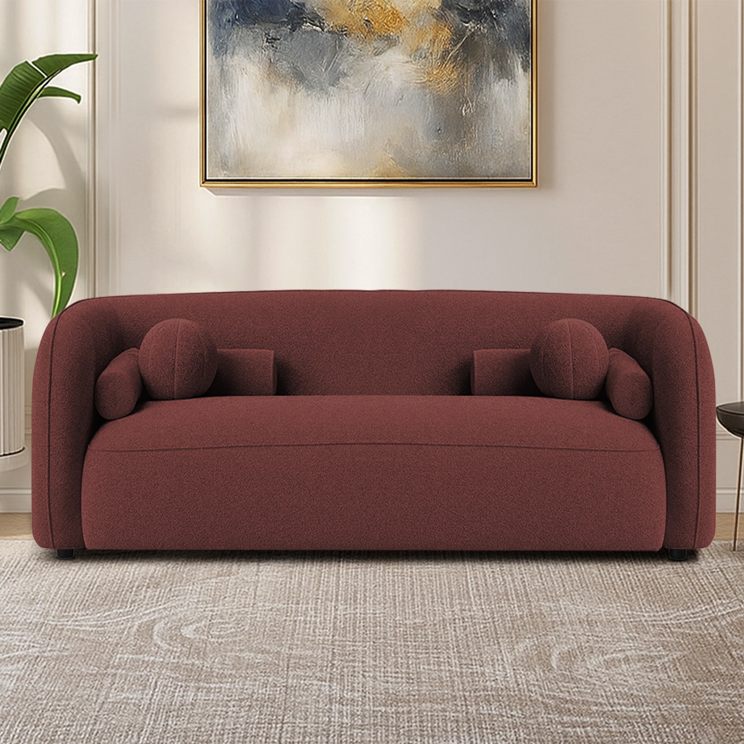 Zenol Boucle Fabric 2 Seater Sofa In Pink - Home Lifestylez