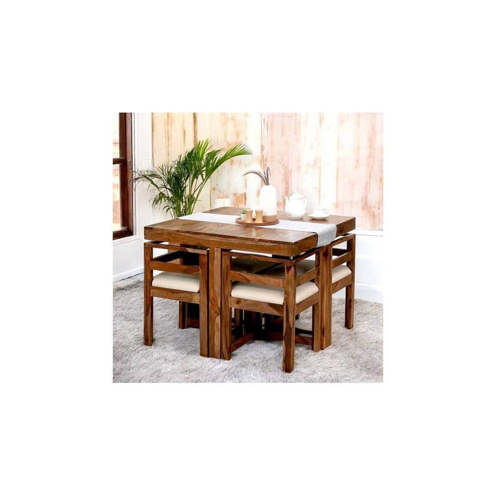 Kingston Sheesham Wood Accent 4 Seater Dining Table Set