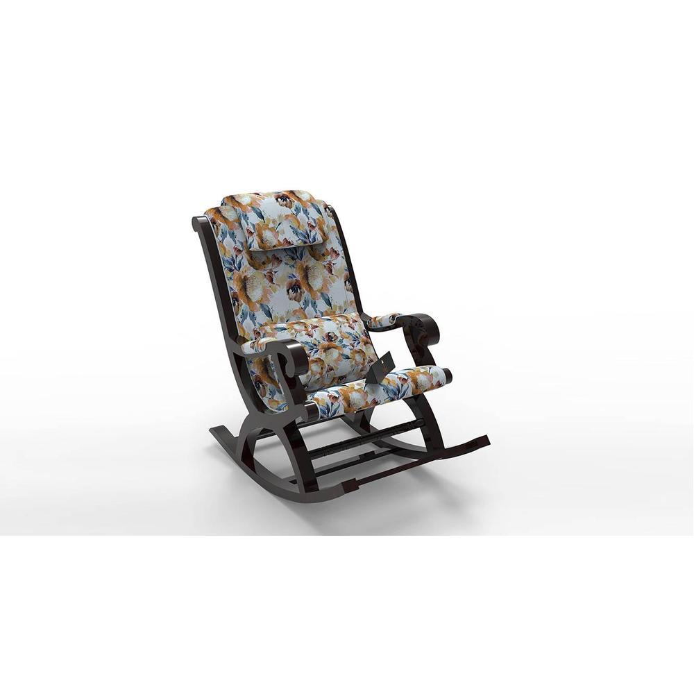 Udell Solid Wood Rocking Chair in Beige printed Colour
