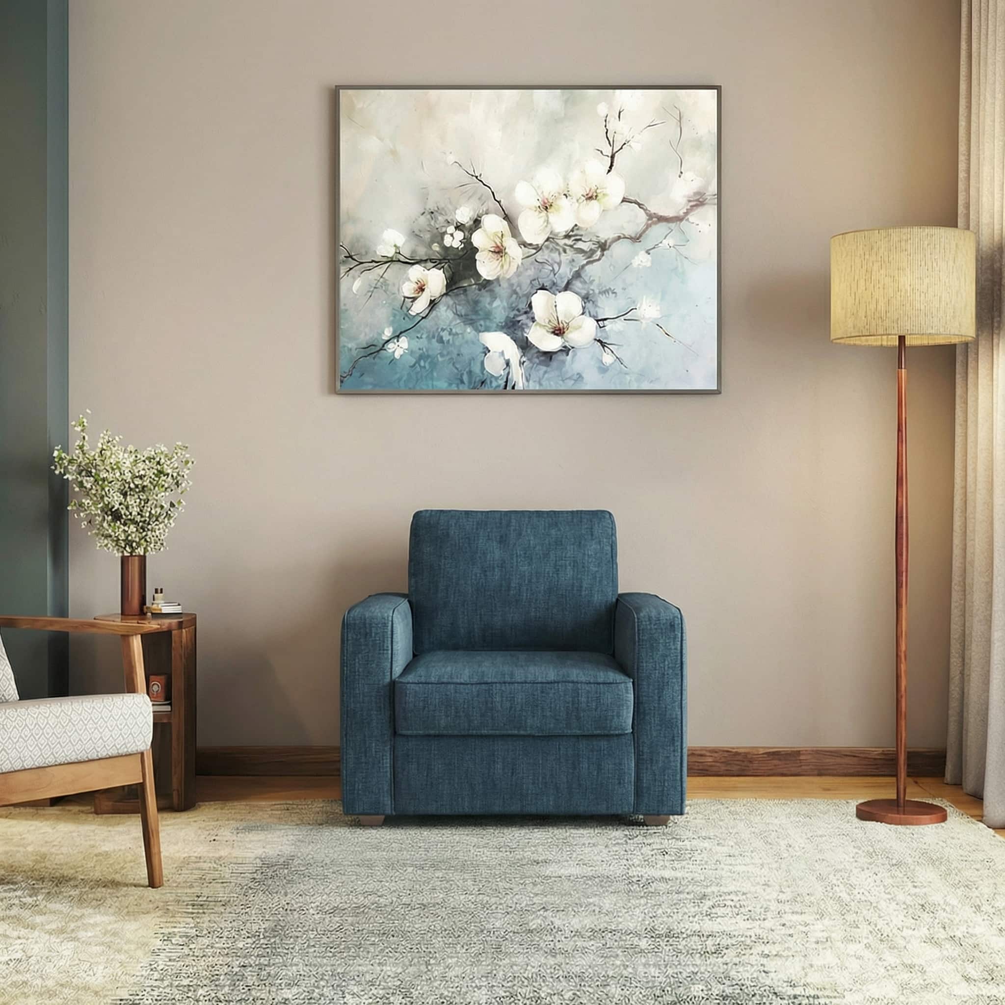 Apollo 1 Seater Fabric Sofa in Indigo Blue Colour - Urban Ladder