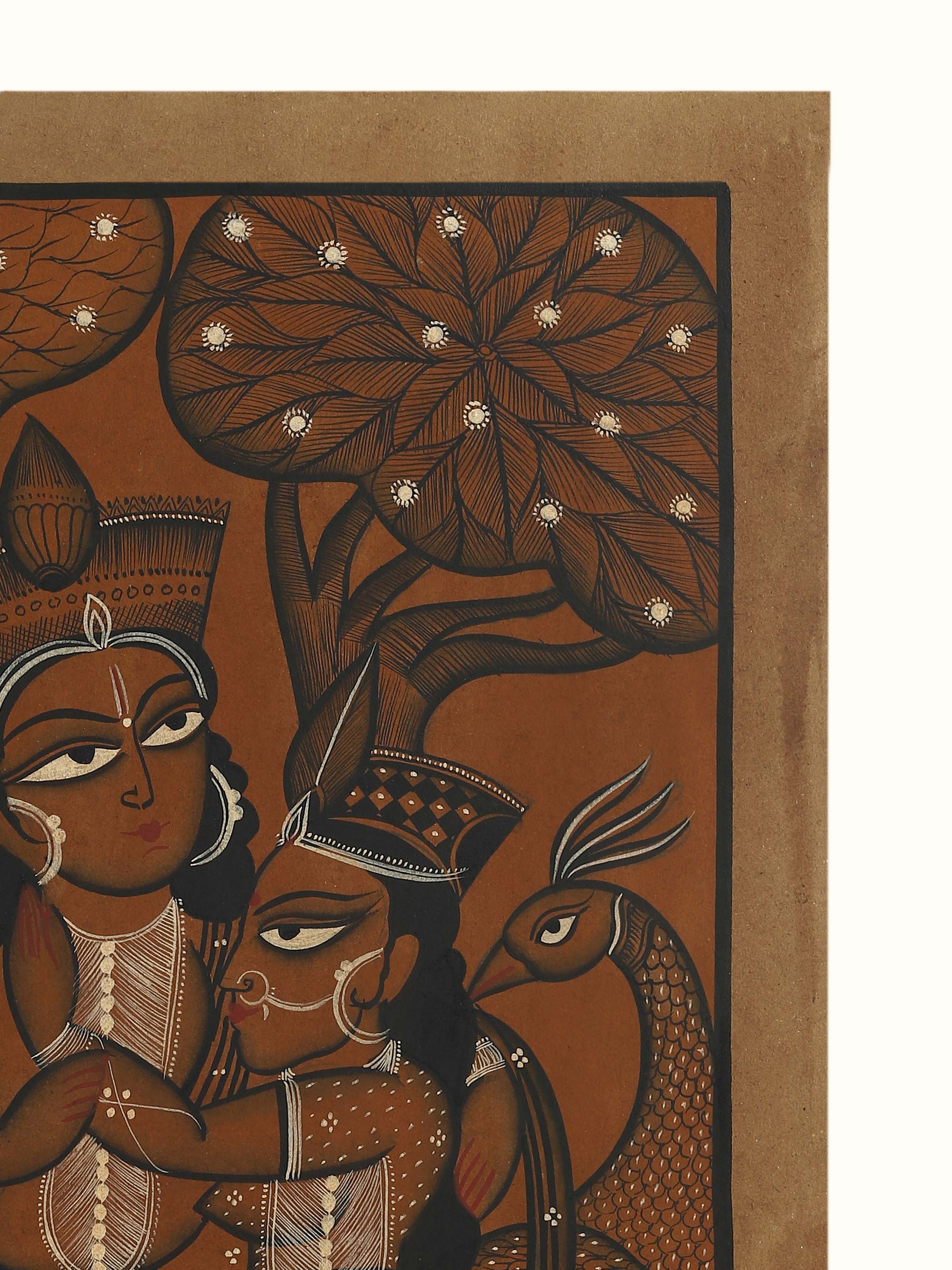 Radha Krishna Kalighat Painting
