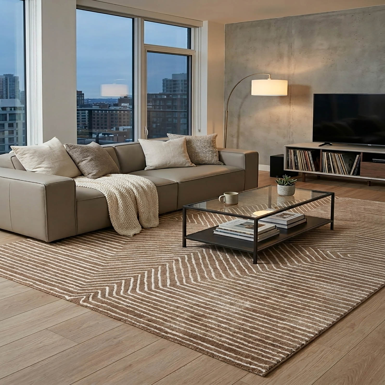 Geometric Diamond Shag Area Rug Golden Brown 62 x 90 - The Woven Legacy