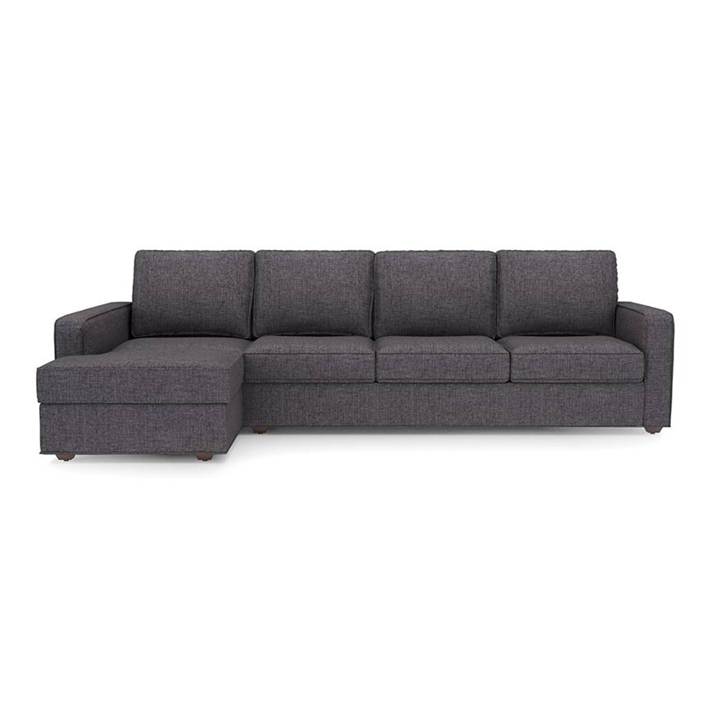 Apollo Fabric Sectional Sofa (Colour : Steel, Cushion : Hard, Back Type : Regular, Seating Capacity : Left Aligned 3 Seater + Left Aligned Chaise + Ottoman)