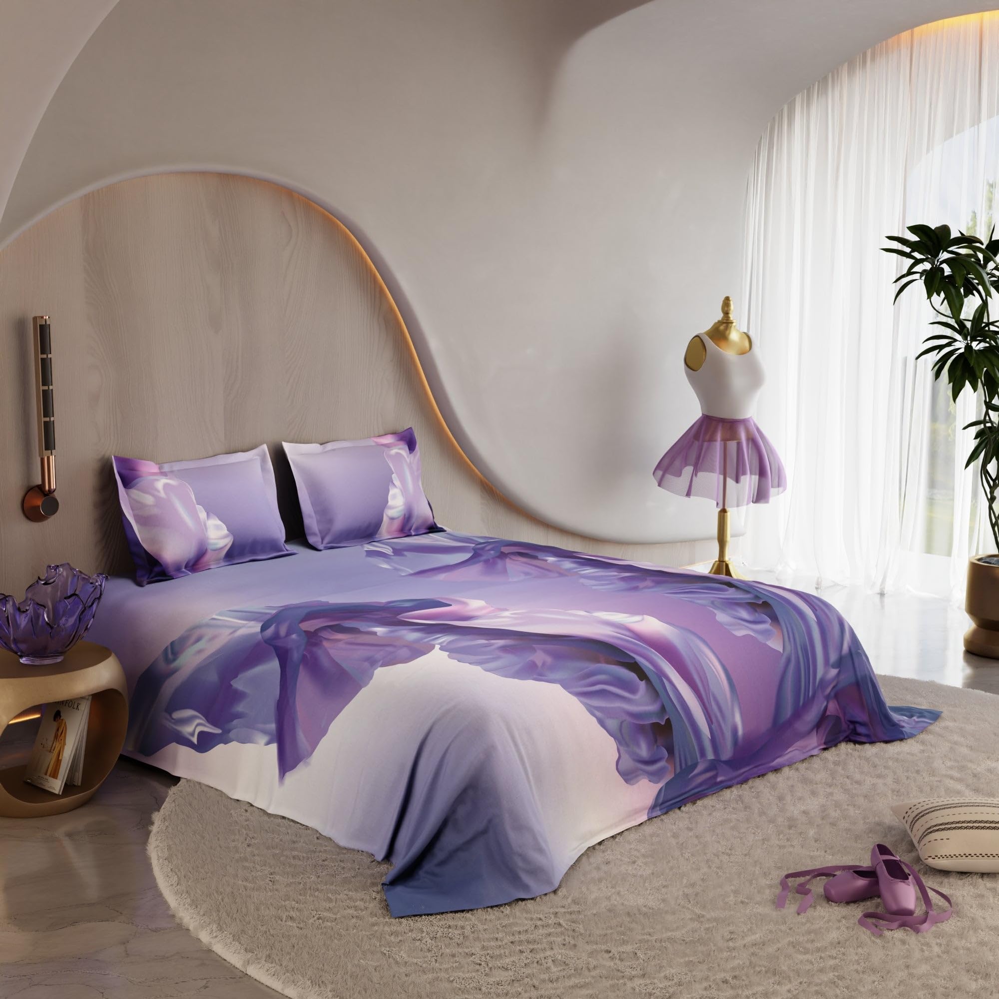 Stoa Paris Super King Size 100% Cotton Bedsheet with 2 Pillow Covers  Size Lavender Lilac