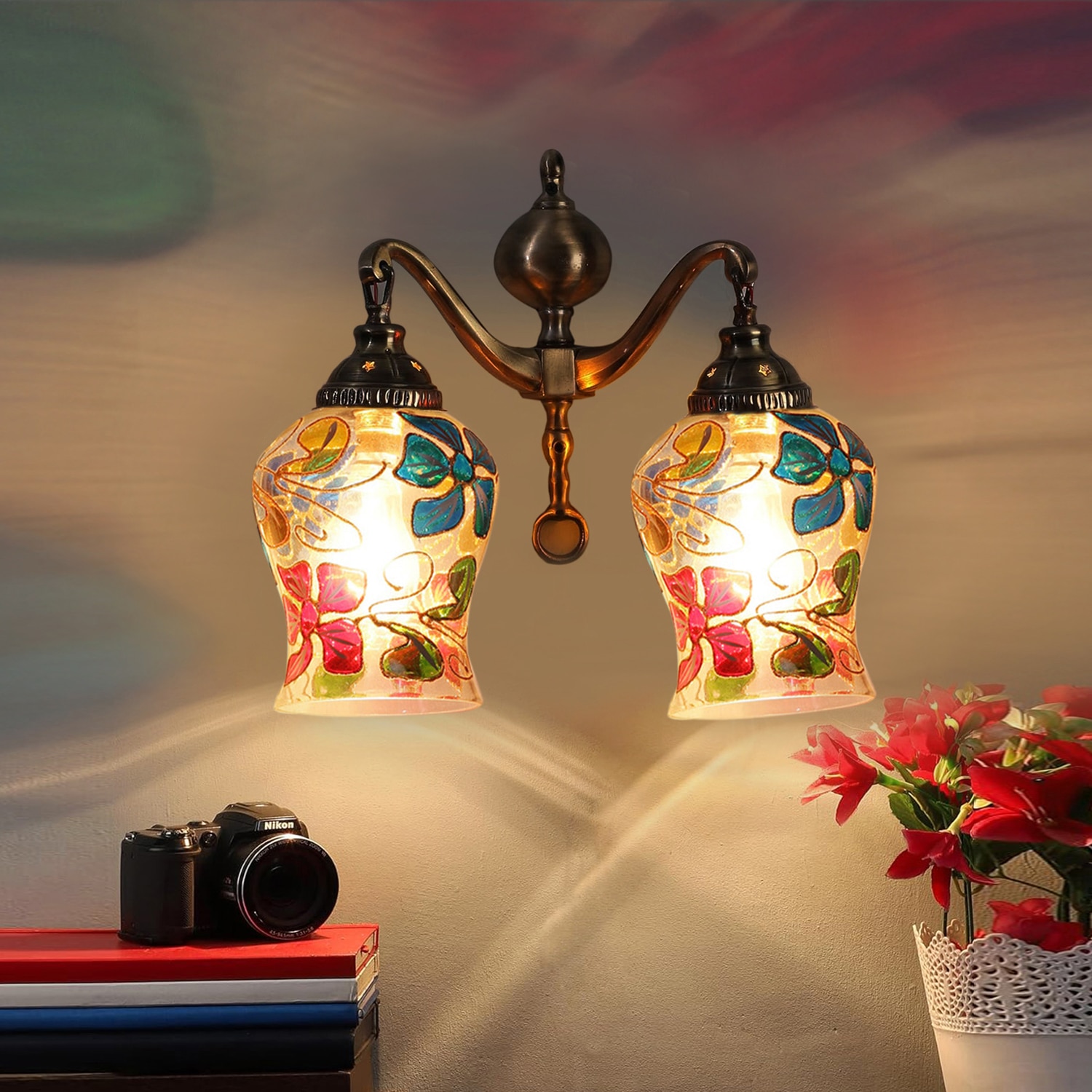 Devansh Metal Electric Wall Light in Multi Colour with Multi Shade Count of 2 Lights - Devansh
