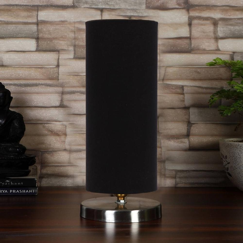 Black cotton table lamp with Steel Base -2