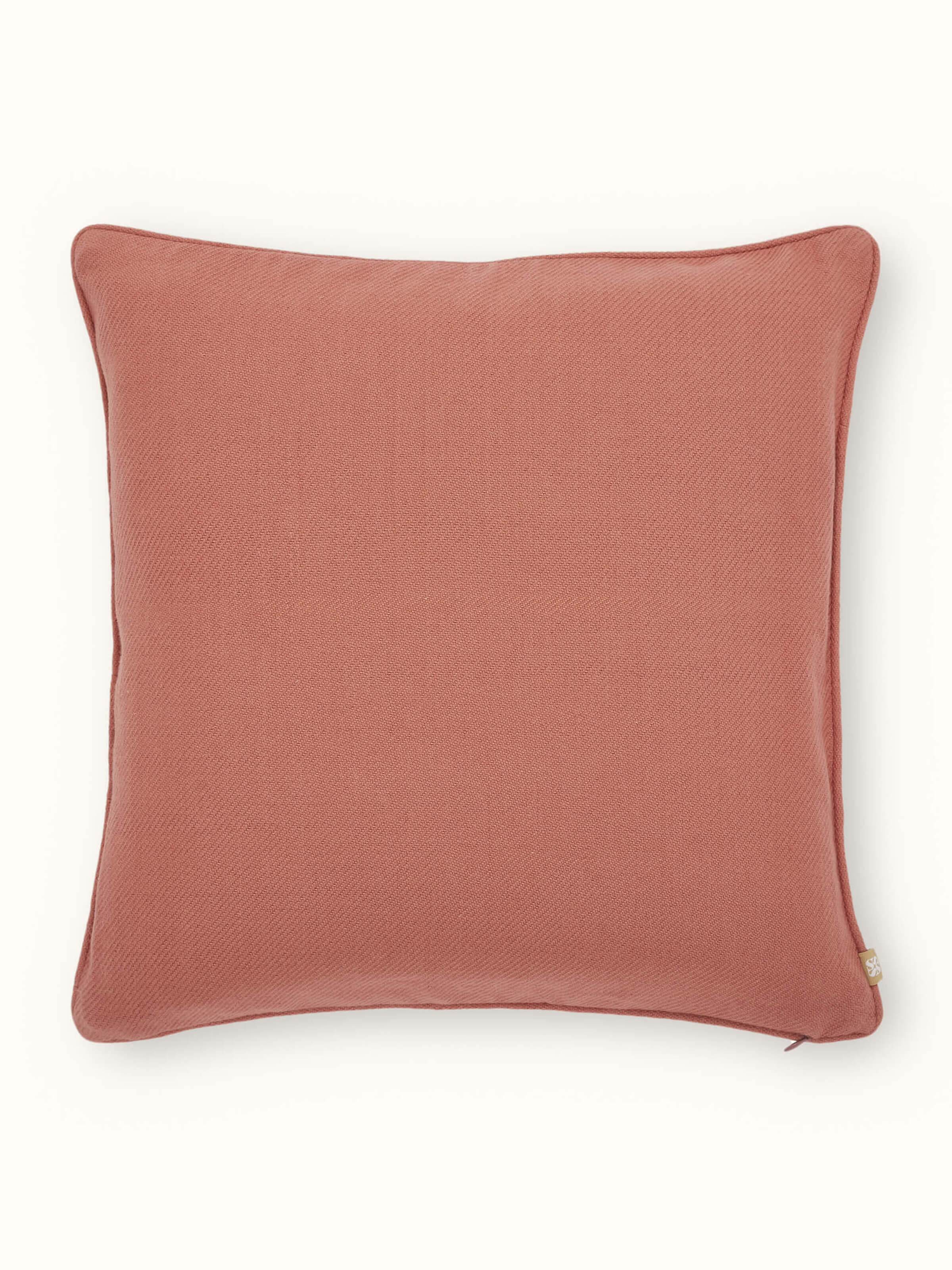 Godna Peach Twill Cotton Handwoven Pattu Cushion Cover