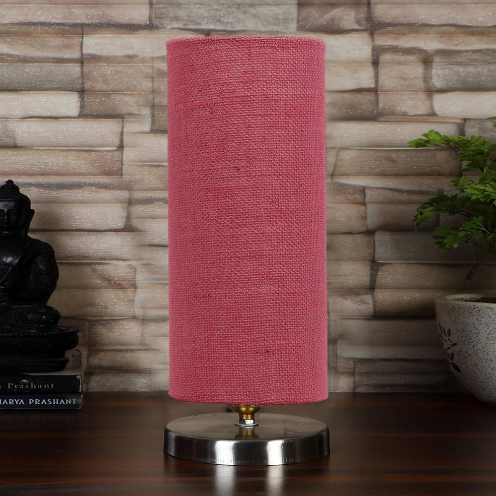 Pink Jute table lamp with Steel Base -10