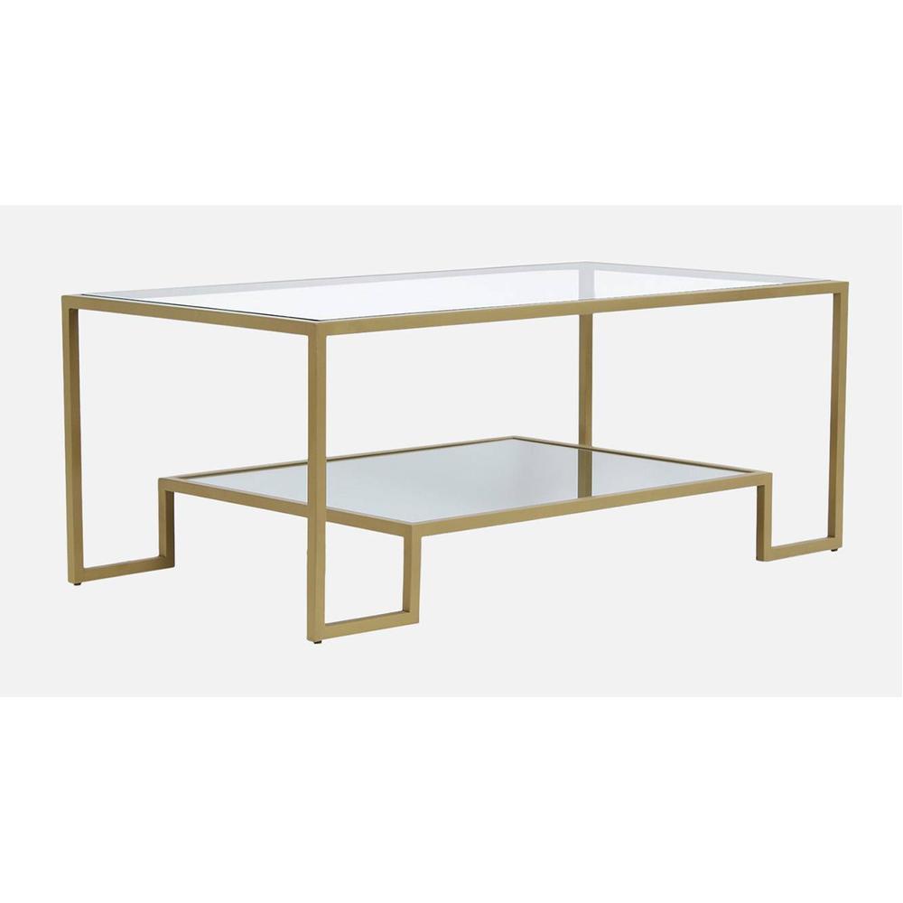 Bridgeview Glass Coffee Table In Gold Finish