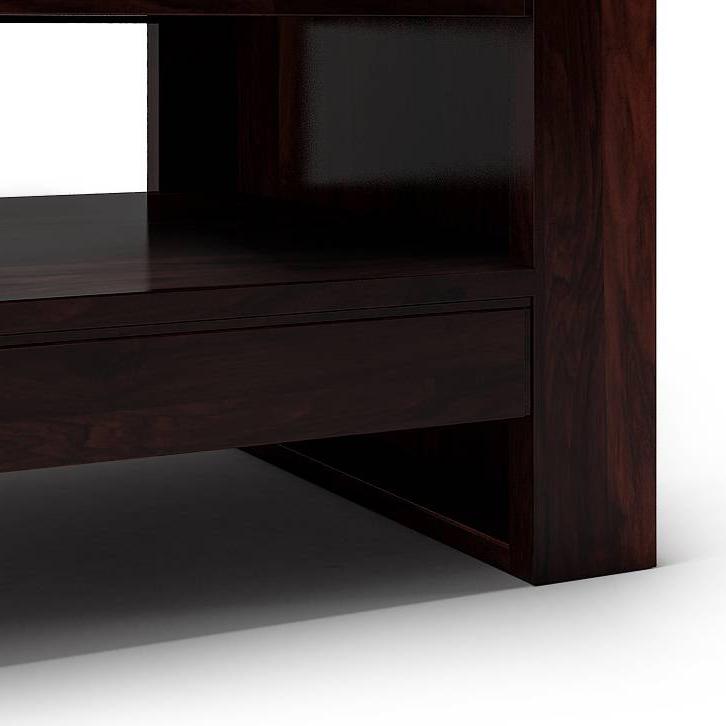 Epsilon Rectangular Solid Wood Coffee Table In Mahogany Finish