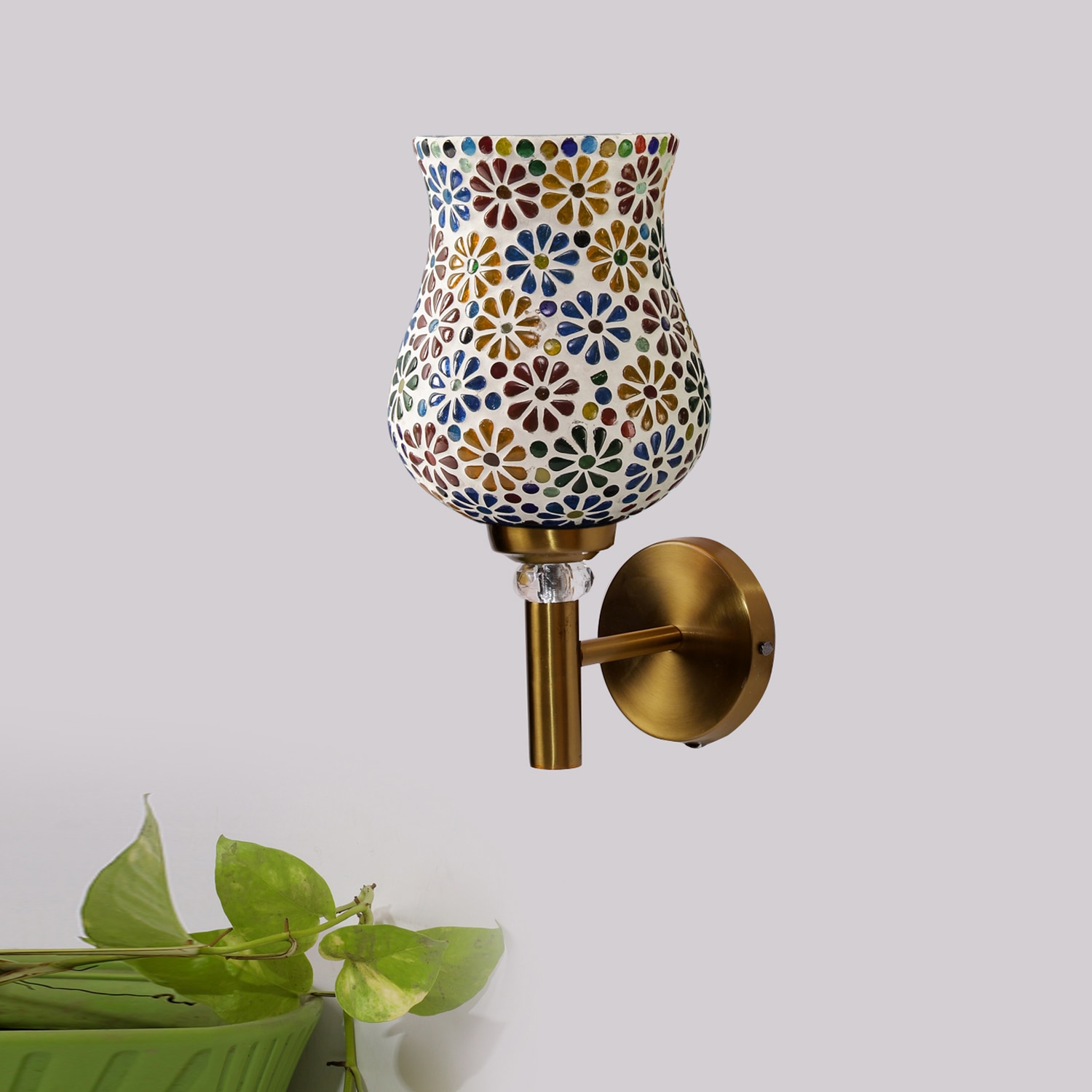 Devansh Metal Electric Wall Light in Gold Colour with Multi Shade Count of 1 Light - Devansh