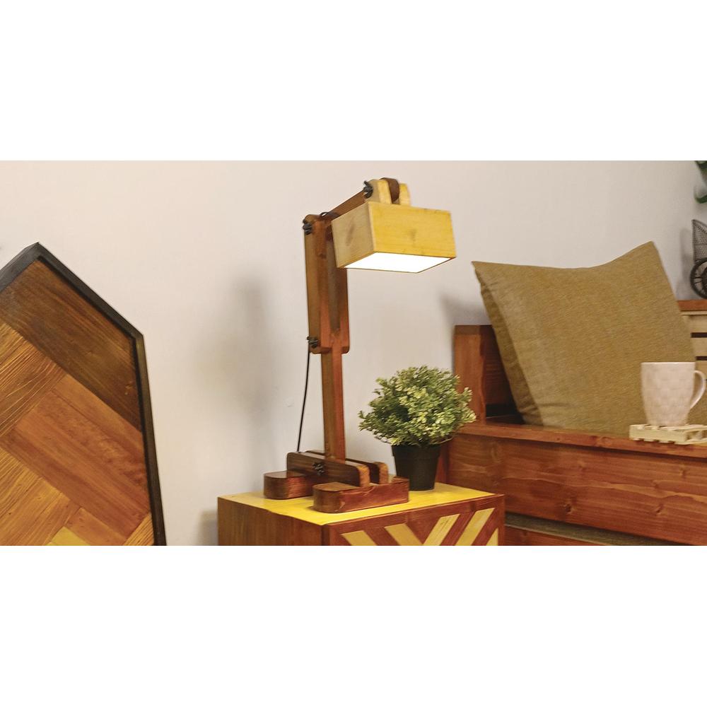 Amelia Brown Wooden Table Lamp with Wooden Lampshade