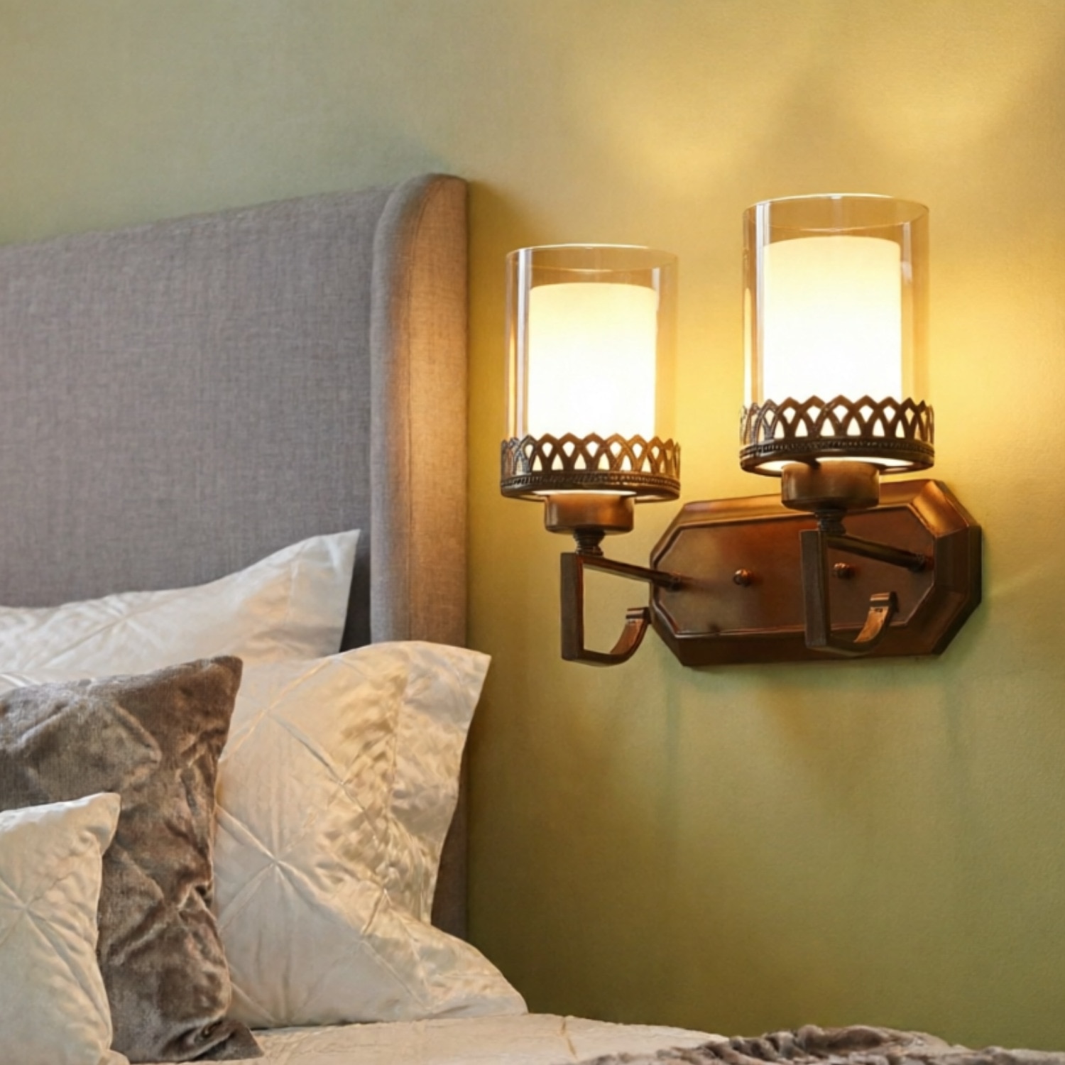 Eliante Modern Wall Lights Mild Steel & Glass Material Antique Gold & Champaign Finish - Eliante