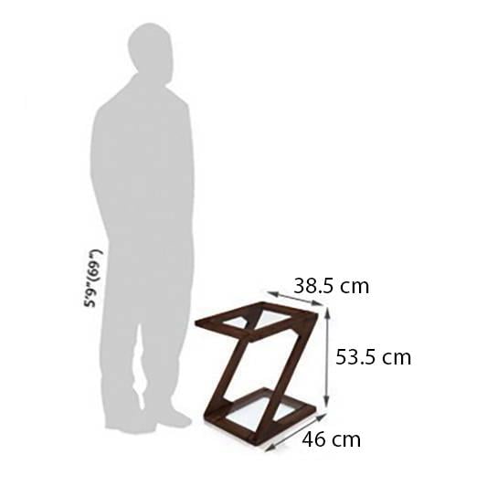 Zeta Solid Wood Side Table in Mahogany Finish