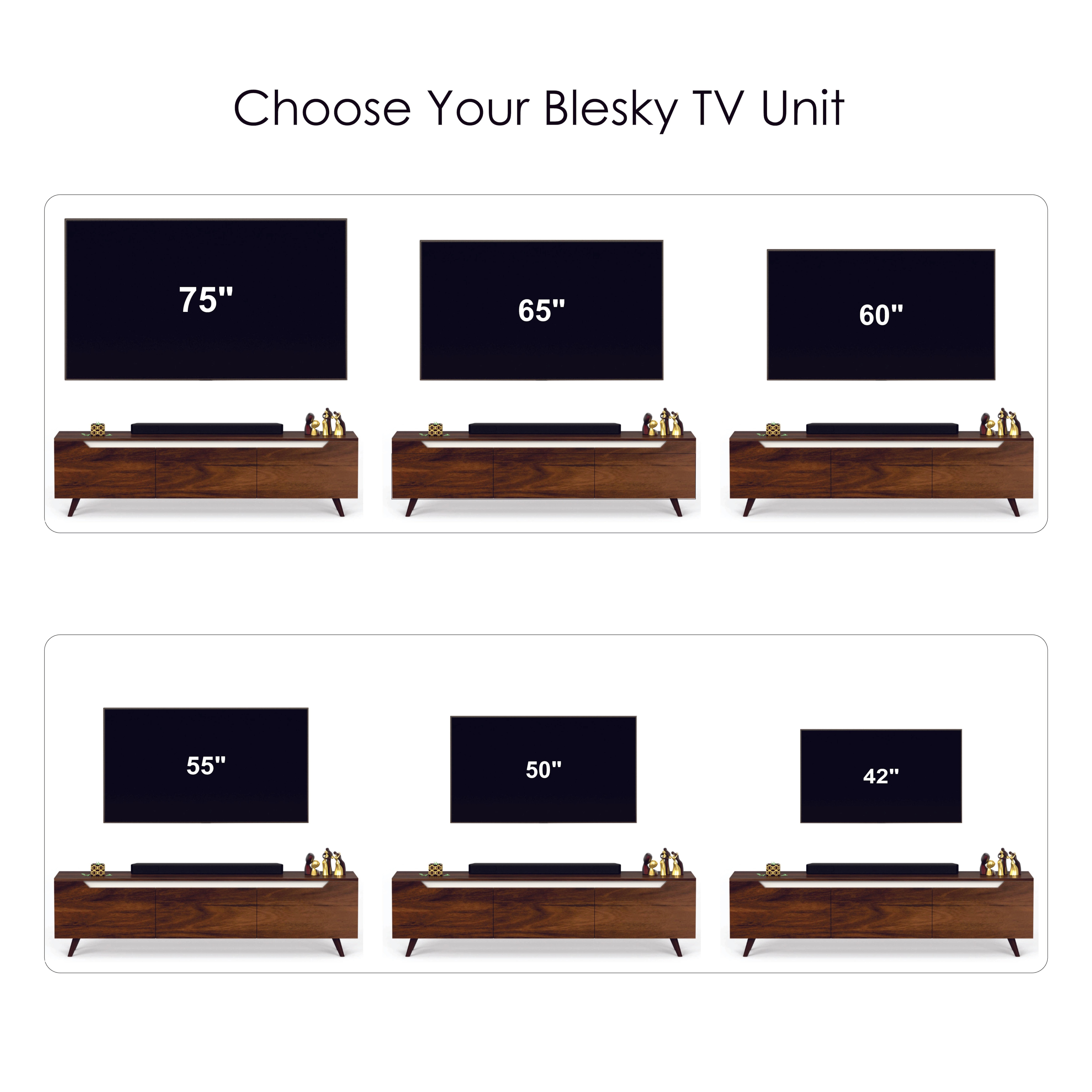 Blesky Engineering Wood Floor Standing Tv Entertainment Unit In Brown Maple Finish