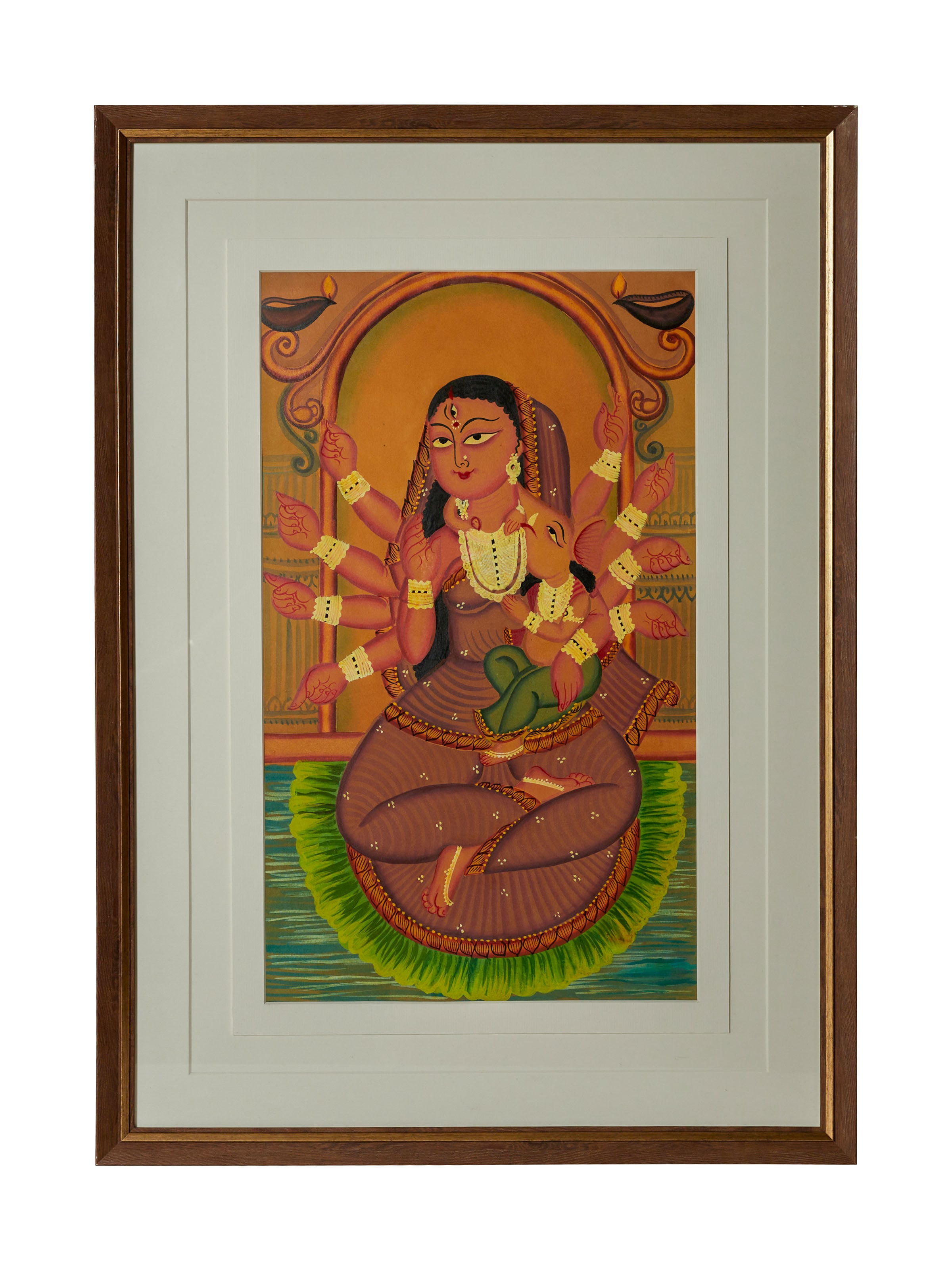 Parvati Ganesha Kalighat Painting