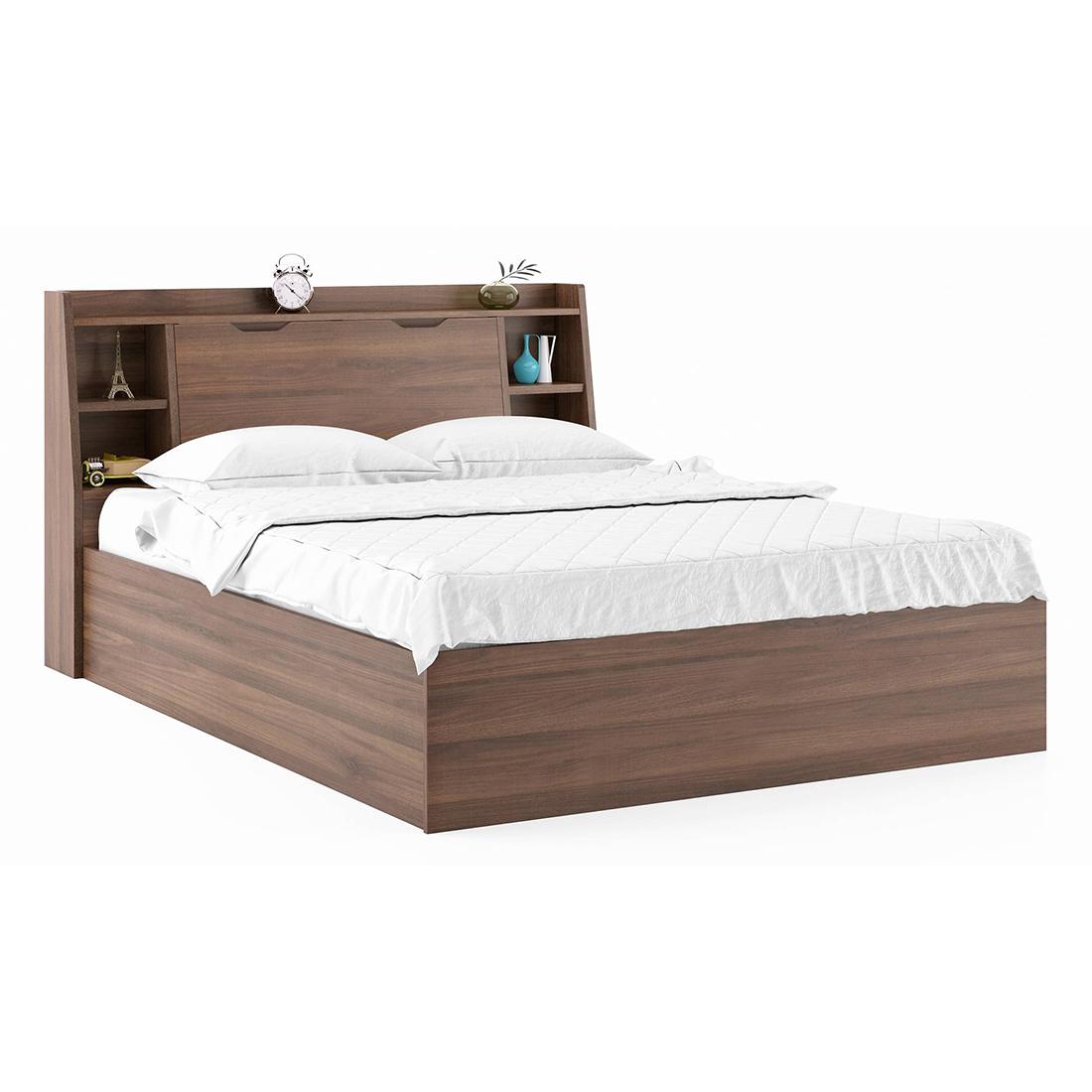 Scott Queen Size Box Storage Bed in Classic Walnut Finish