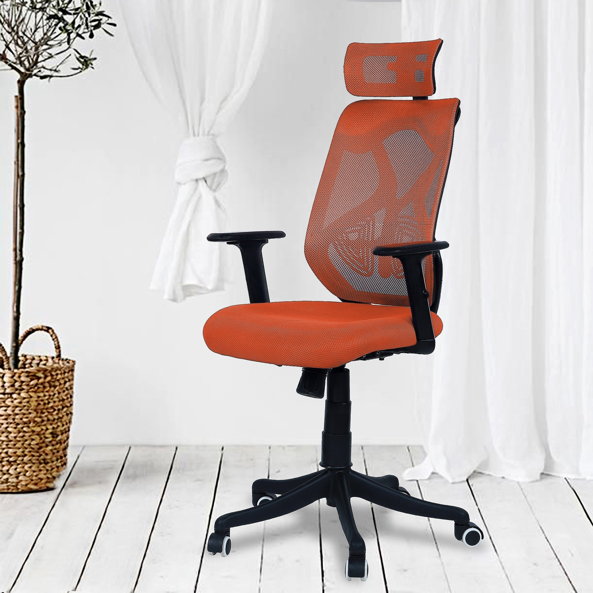 Zeeazyana High Back Ergonomic Chair in Orange Colour