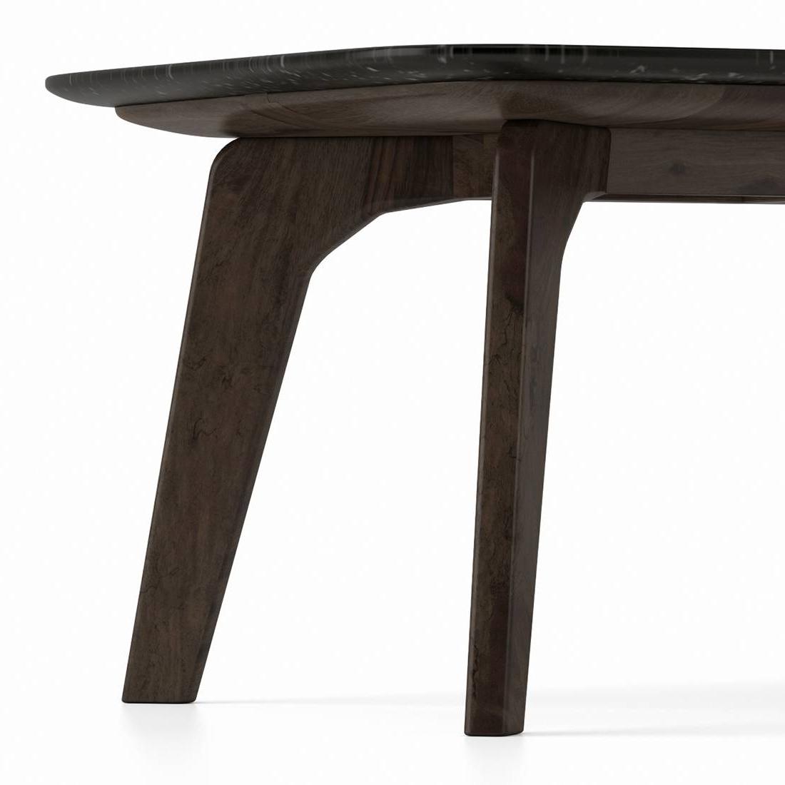 Galaxy Rectangular Stone Coffee Table In American Walnut Finish