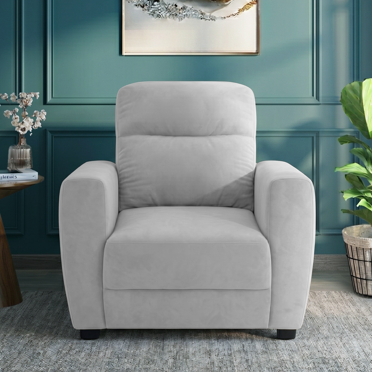 Alvaro Velvet 1 Seater Sofa Grey Color - Home Lifestylez