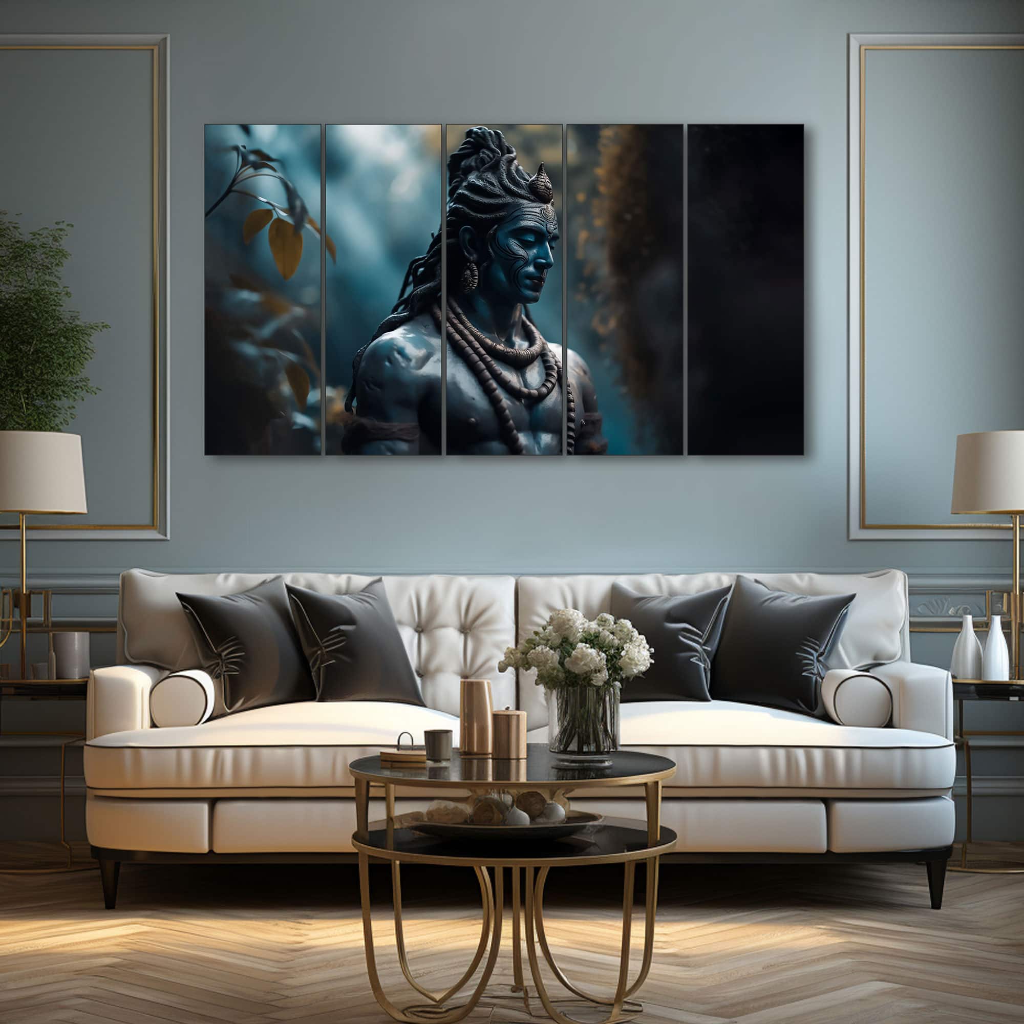 The Castle Decor Lord Shiva Wall Painting Wooden Framed 27x48 Inch (Style 15) - The Castle Decor