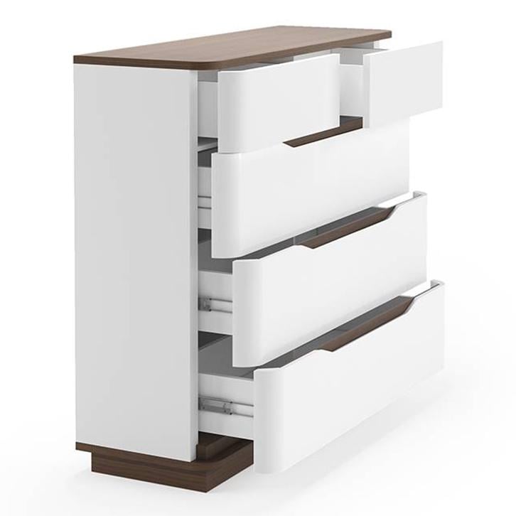 Baltoro Engineering Wood Chest of 5 Drawers in White Finish