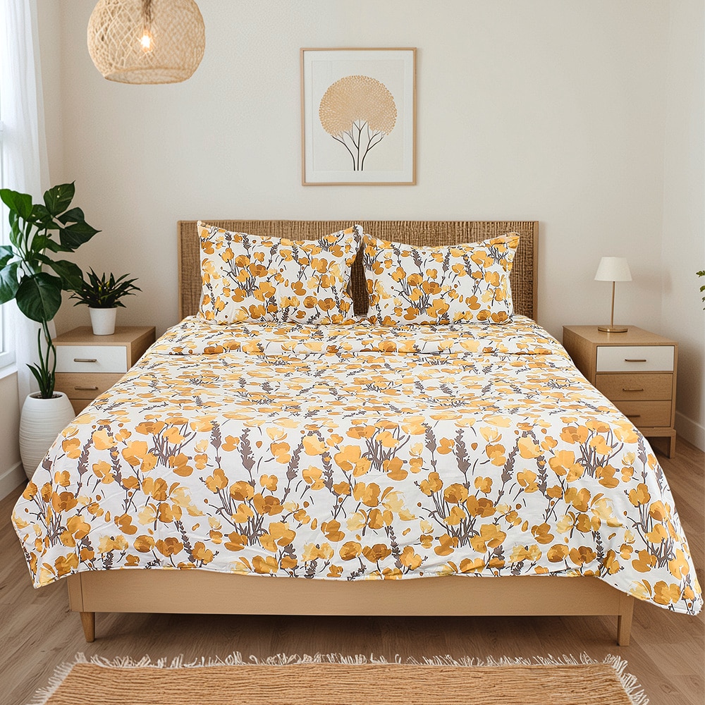 Himalayan Poppies 1 Single Duvet Cover with Yellow colour