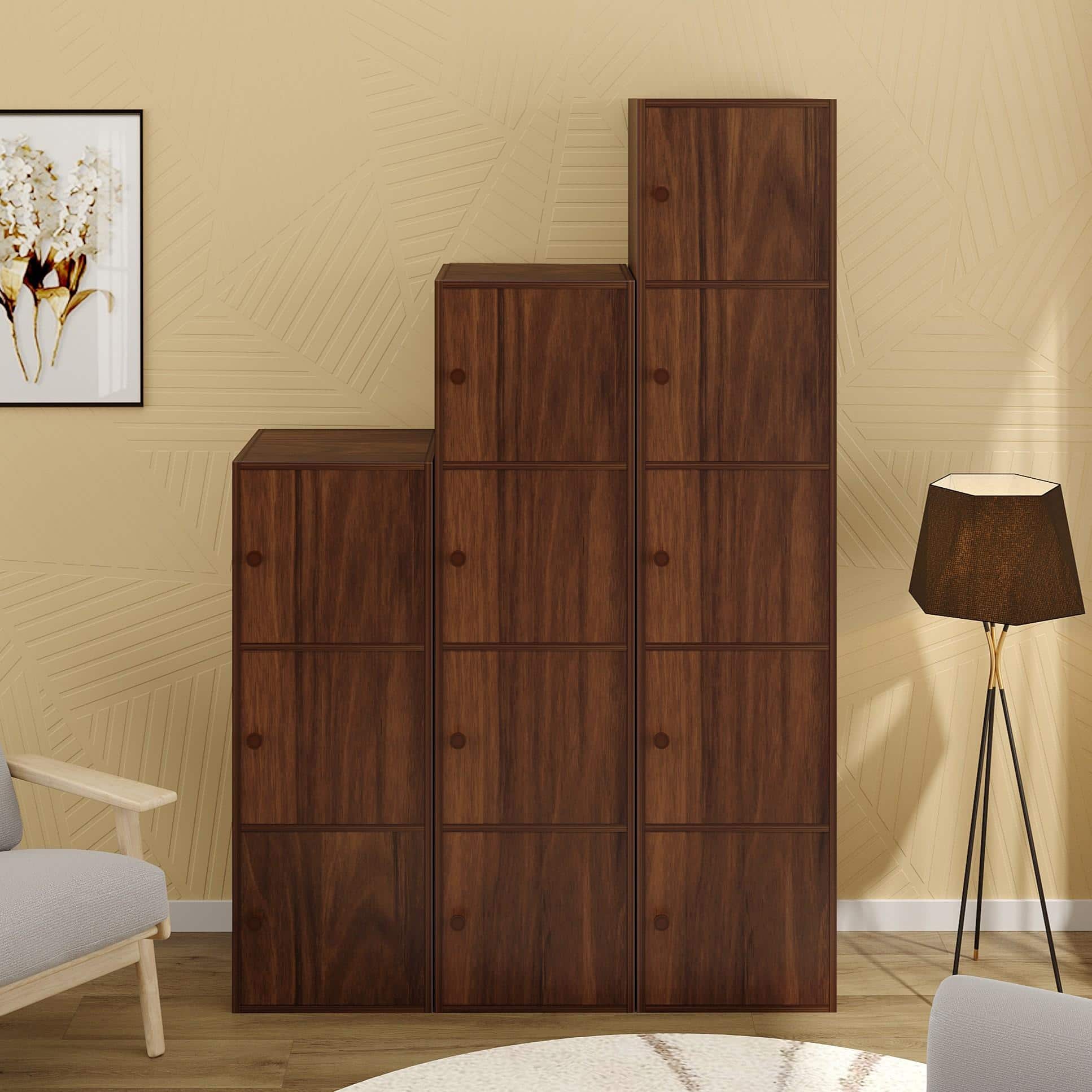 Calcio Combo Engineered Wood Wardrobe In Brown Maple Finish