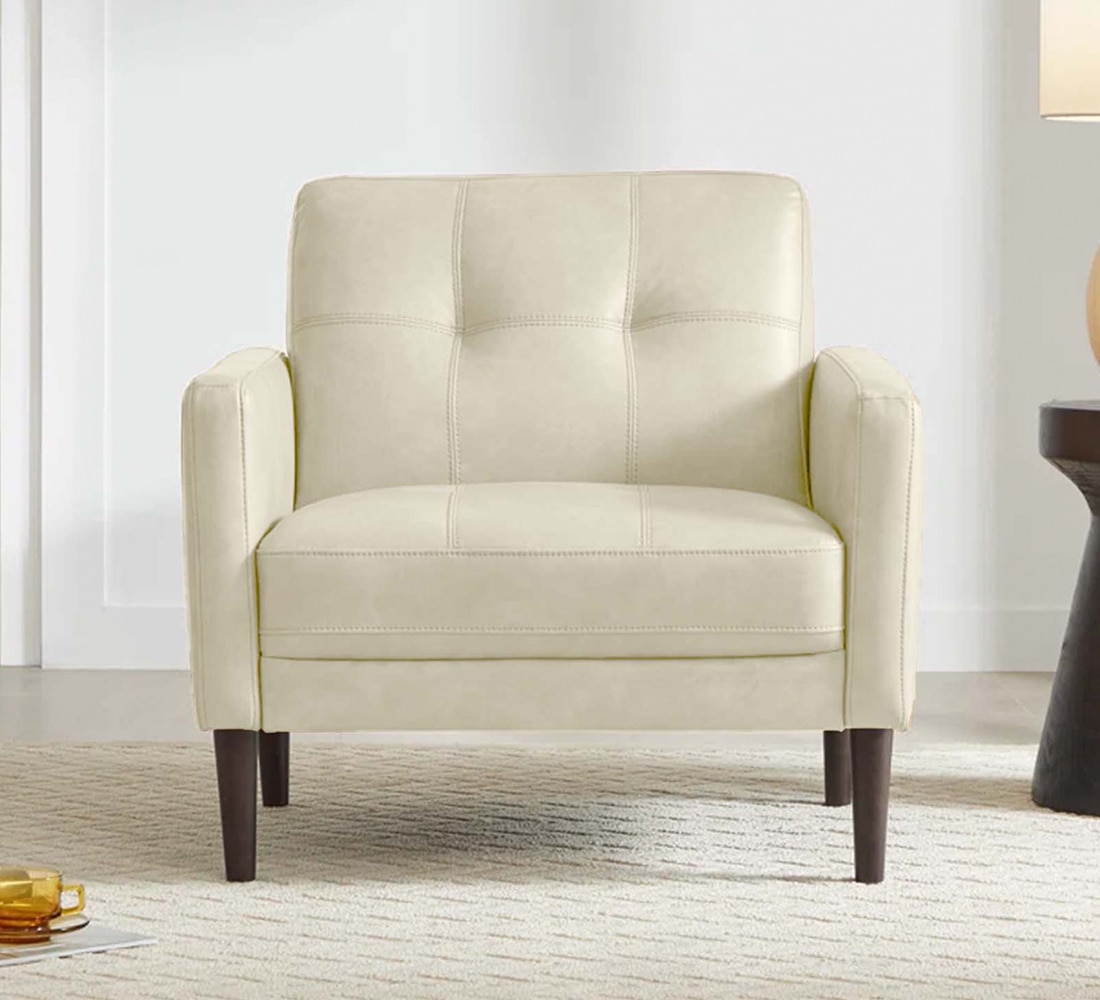 Clark PU Leather Armchair in Beige - KURSIWALLAH