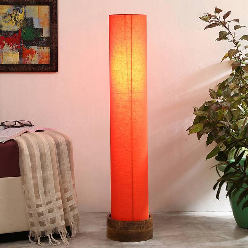 Cecily Orange Cotton Shade Floor Lamp