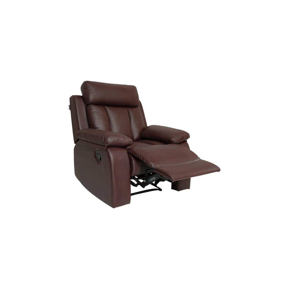 Magna Leatherette One Seater Manual Recliner in Brown Colour