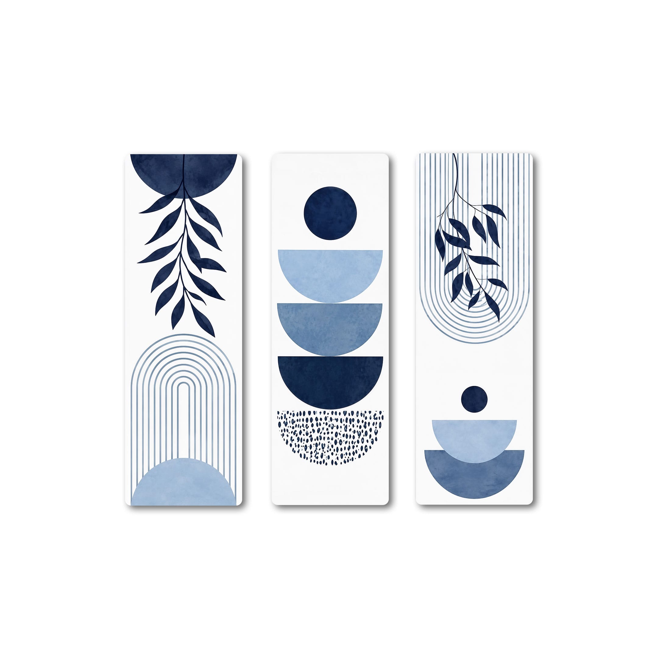 The Castle Decor Blue Botanical Abstract Wall Art Set of 3 27x33 Inch - The Castle Decor
