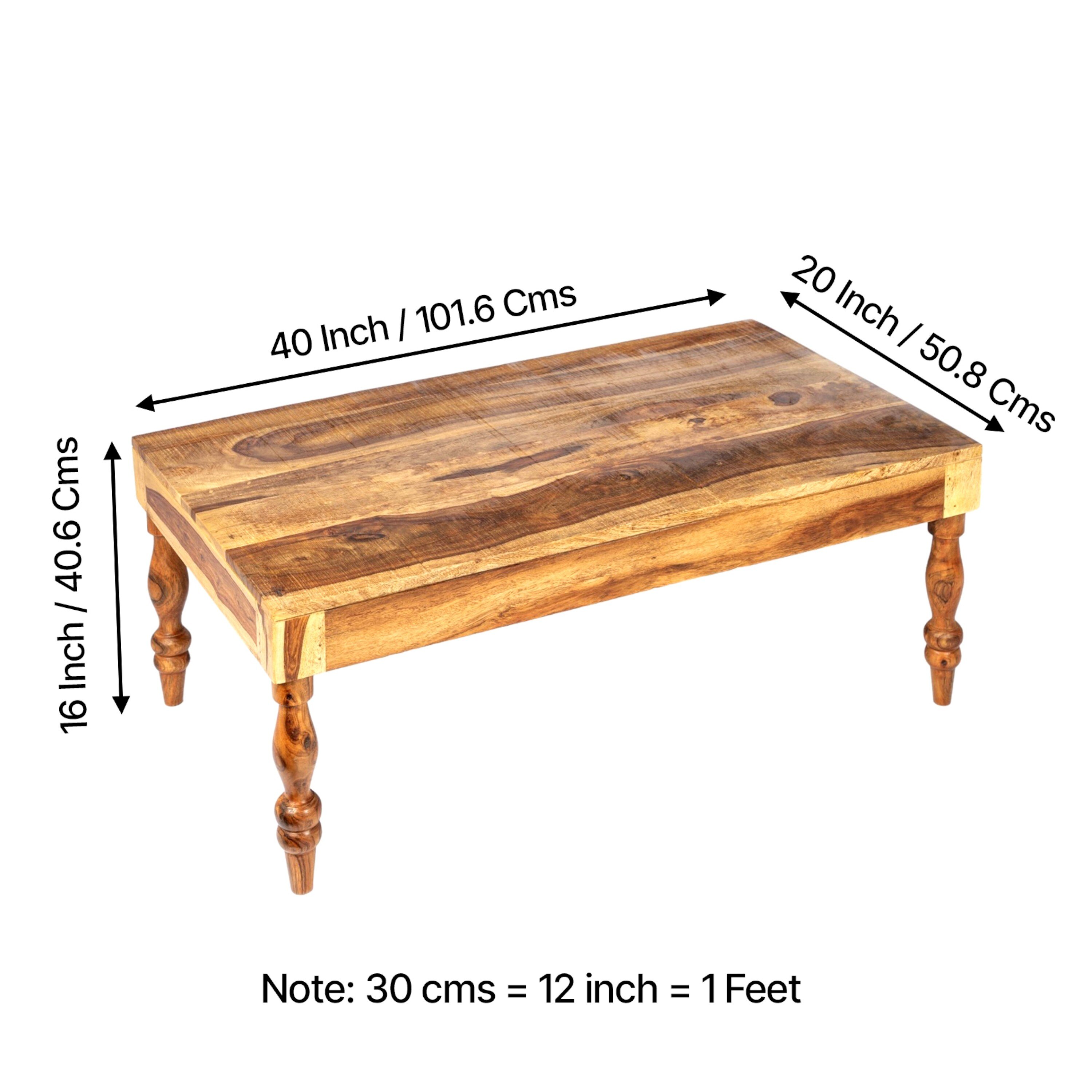 Hudson Sheesham Wood Coffee Table In Natural Rustic Wood Finish