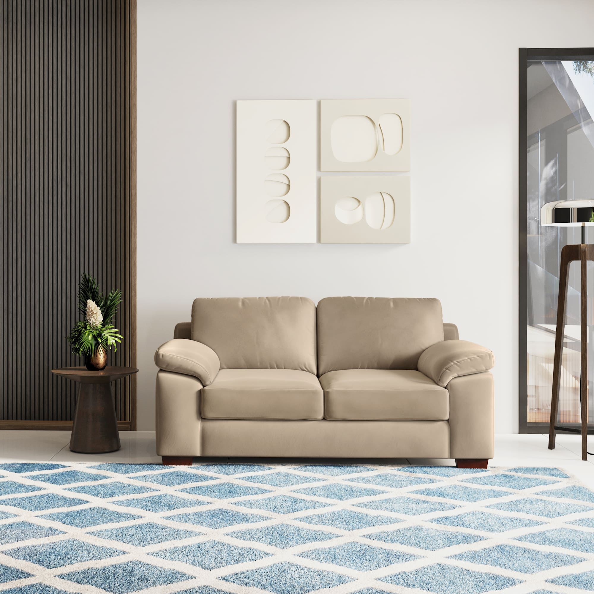 Esquel Premium 2 Seater Fabric Sofa in Biscuit Velvet Colour