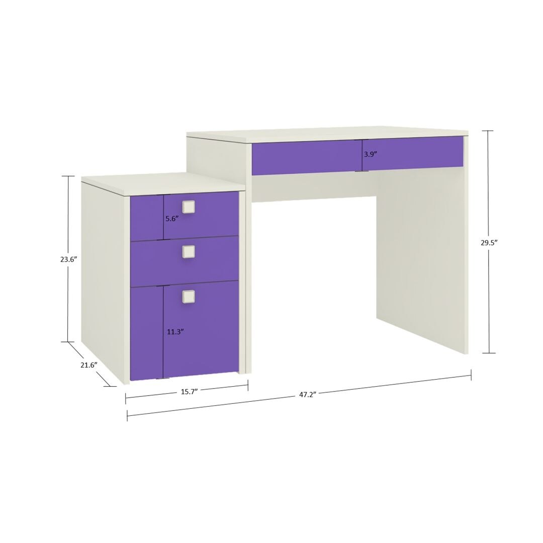 Eskada Kids Study Desk cum Printer Table with 4 Drawers in Lavender Purple Colour