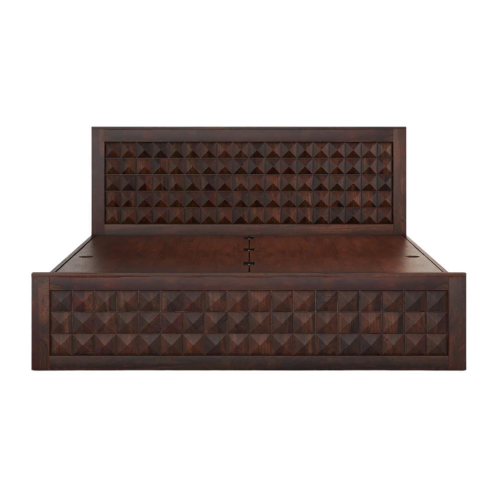 Keaton Sheesham Wood King Size Bed Box Storage Walnut Finish (72 x 78 inches)
