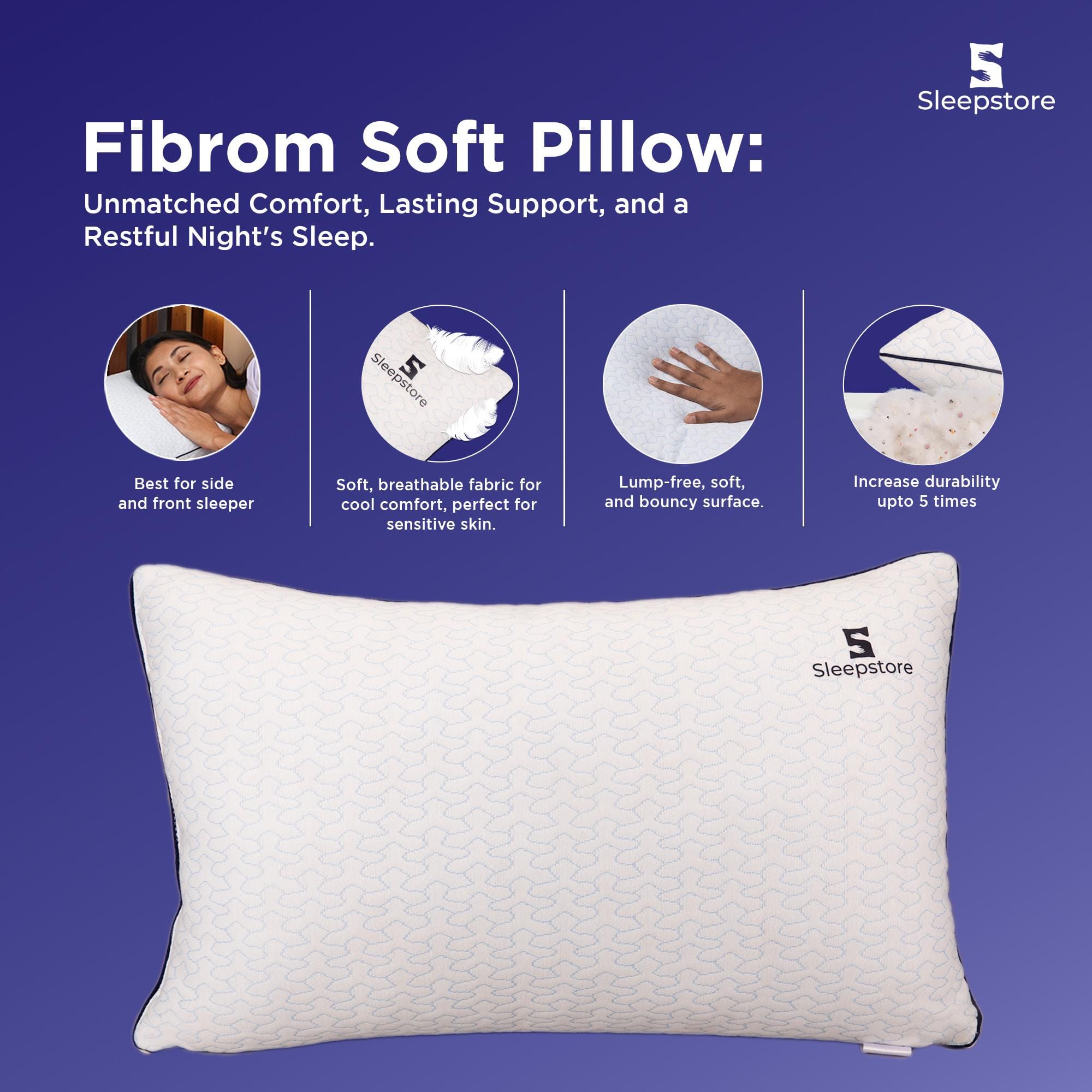 Fibrom Quilted 1 Piece Soft Pillow 16 x 24 Inches