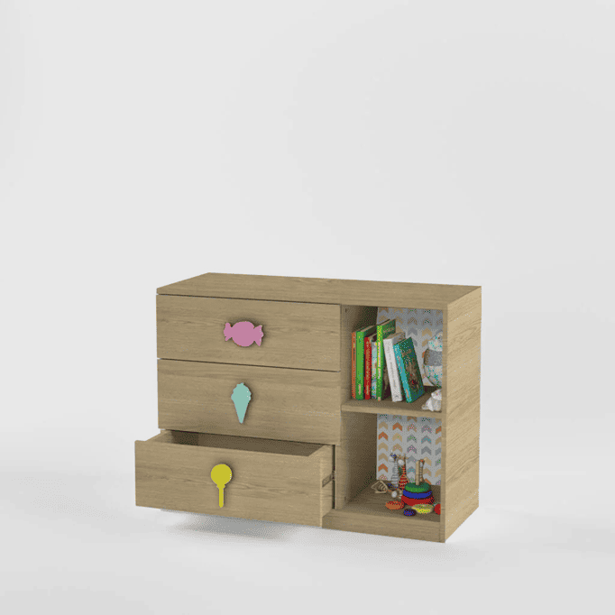 Candyland Chest Of Drawer Cabinet In Oak Colour