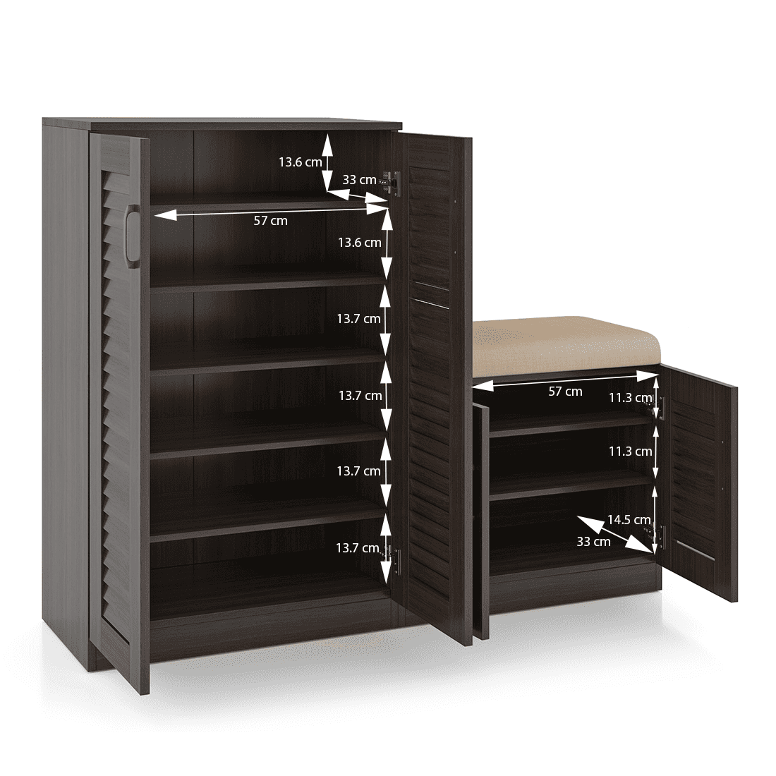 Bennis 25 Pair Shoe Rack in Dark Walnut Finish